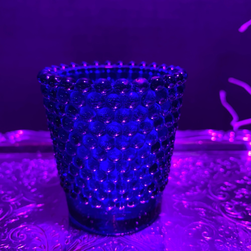 VINTAGE HOBNAIL COBALT votive made in USA